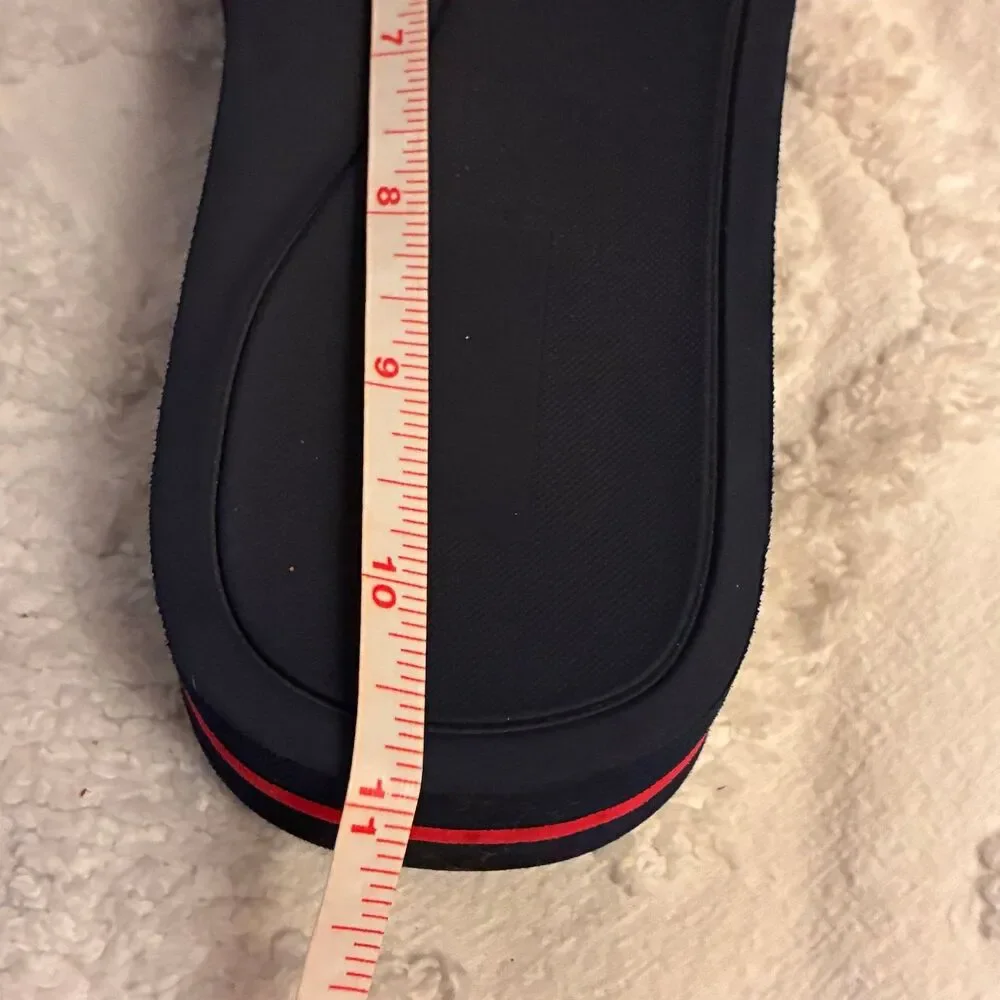 RUNWAY MICHAEL KORS WHITE BLUE RED LOGO SLIP ON SANDAL SLIDE Womens Size 10